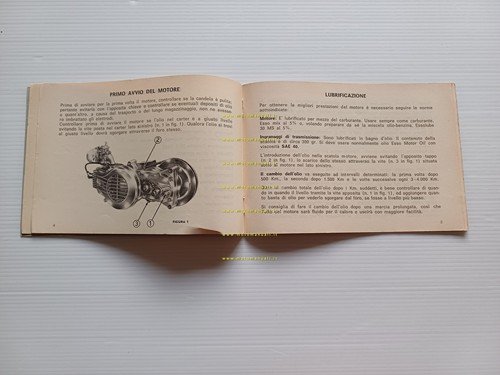 Minarelli motore 50 V2 1975 manuale uso manutenzione originale italiano