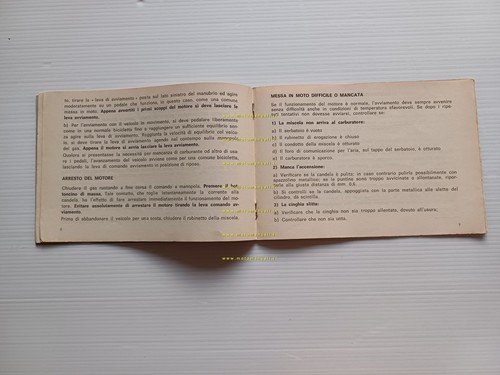 Minarelli motore 50 V2 1975 manuale uso manutenzione originale italiano