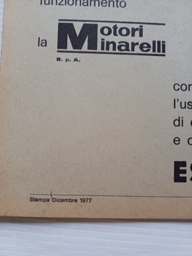 Minarelli motore 50 V2 1977 manuale uso manutenzione originale italiano