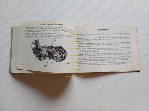 Minarelli motore 50 V2 1977 manuale uso manutenzione originale italiano