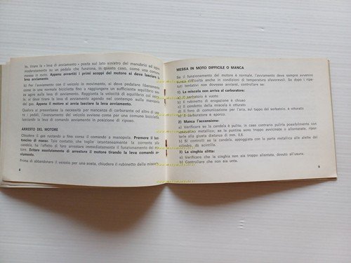 Minarelli motore 50 V2 1977 manuale uso manutenzione originale italiano
