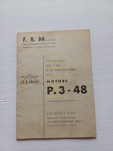 Minarelli motore P3 48 anni 60 manuale uso originale italiano …