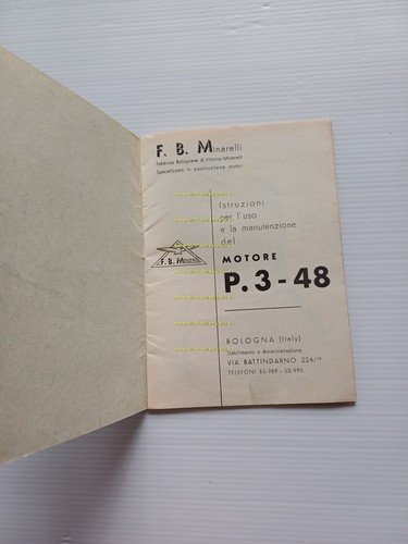 Minarelli motore P3 48 anni 60 manuale uso originale italiano …