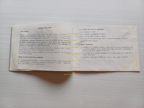 Minarelli motore P4 50 1969 manuale uso manutenzione originale italiano
