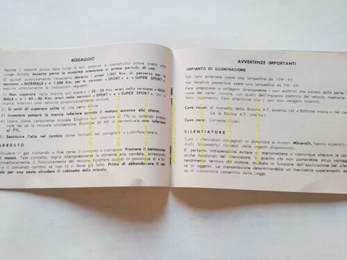 Minarelli motore P4 50 1971 manuale uso originale italiano owner's …