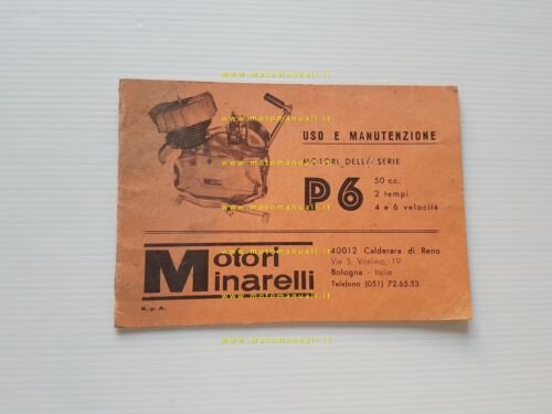Minarelli motore P6 50 1974 Normale-Export manuale uso manutenzione originale