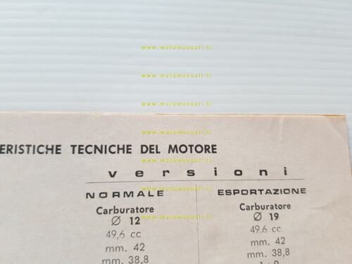 Minarelli motore P6 50 1974 Normale-Export manuale uso manutenzione originale