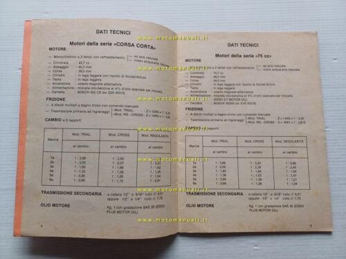 Minarelli motori 50-75-80 4-5-6 marce 1985 manuale officina italiano originale