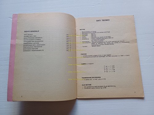 Minarelli motori RV4 - RV4A 1985 manuale officina originale italiano