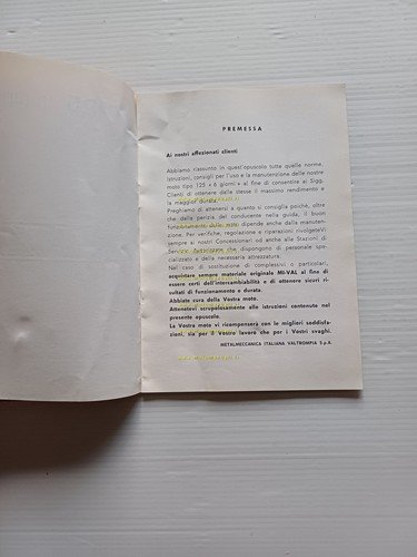 Mival 125 6 Giorni 1959 manuale uso manutenzione libretto istruzioni …