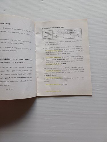 Mival 125 6 Giorni 1959 manuale uso manutenzione libretto istruzioni …