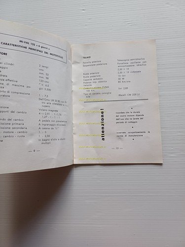 Mival 125 6 Giorni 1959 manuale uso manutenzione libretto istruzioni …