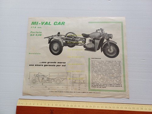 Mival 125 GS - motocarro MI-VAL Car 175 1956 depliant …