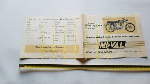 Mival 125 M5L 1957 depliant moto italiano originale brochure