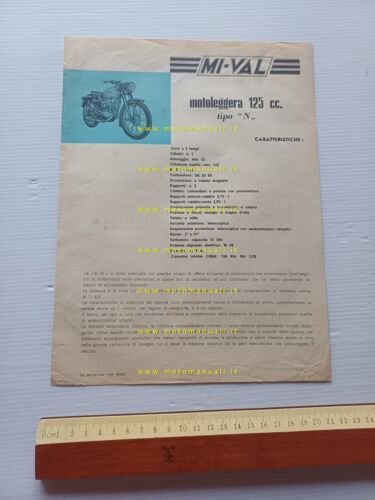 Mival 125 N 1955 depliant italiano moto originale