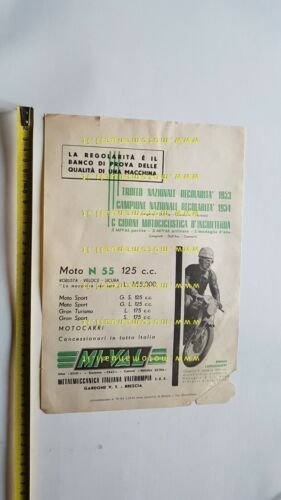 Mival 125 N 55 1954 vittorie Regolarità depliant moto italiano …