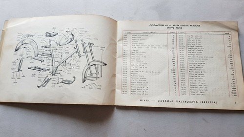 MIVAL 48 Ciclomotori 1963 catalogo ricambi ORIGINALE spare parts catalogue