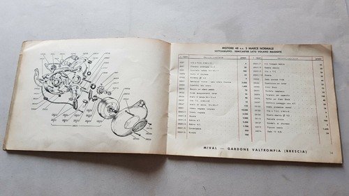 MIVAL 48 Ciclomotori 1963 catalogo ricambi ORIGINALE spare parts catalogue