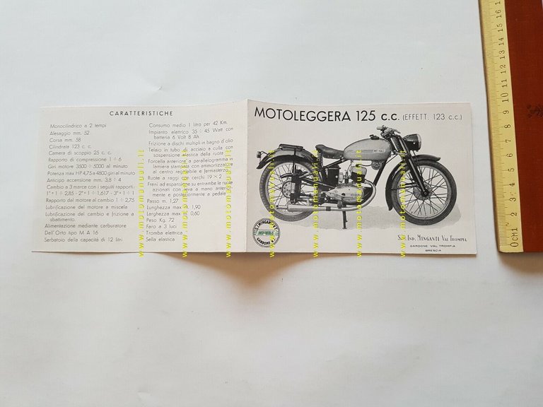 Mival motoleggera 125 1951 depliant originale brochure