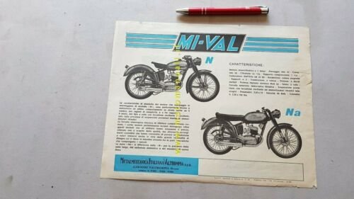 MIVAL produzione modelli 1955 depliant moto originale italiano brochure