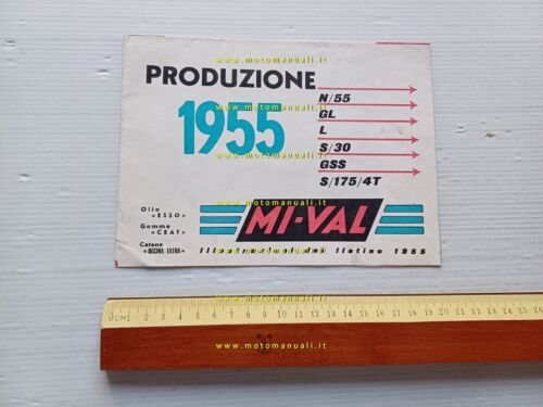 Mival produzione modelli moto 125 - 175 1955 depliant italiano …