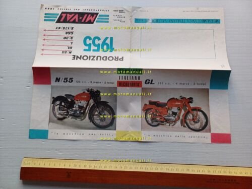 Mival produzione modelli moto 125 - 175 1955 depliant italiano …