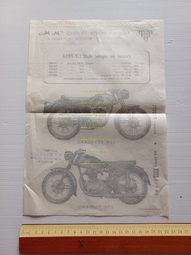 MM 125 Standard - 250 Turismo 1956 depliant moto originale
