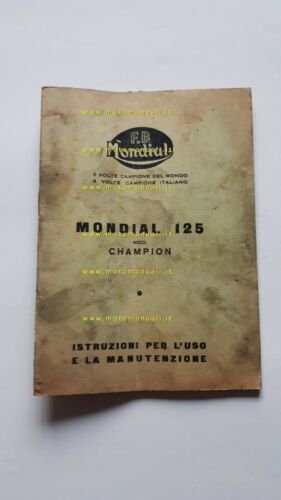Mondial 125 Champion 1956 manuale uso moto originale owner's manual