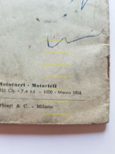 Mondial 125 Champion 1958 manuale uso 7a Ediz. ORIGINALE moto …