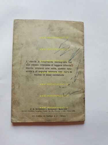Mondial 125 Champion 1958 manuale uso 7a Ediz. ORIGINALE moto …