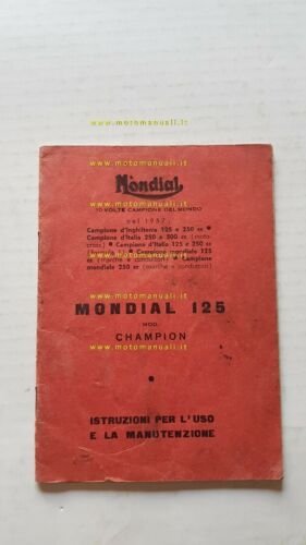 Mondial 125 Champion 1958 manuale uso originale moto motorcycle owner's …