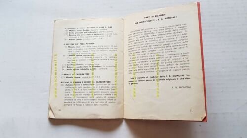Mondial 125 Champion 1958 manuale uso originale moto motorcycle owner's …
