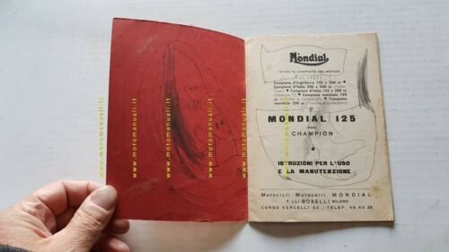 Mondial 125 Champion 1958 manuale uso originale moto motorcycle owner's …