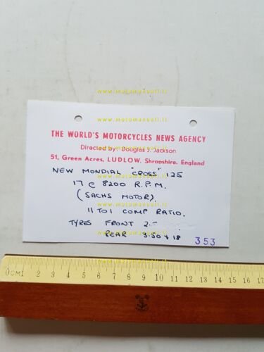 Mondial 125 Cross 1972 foto cartella stampa originale