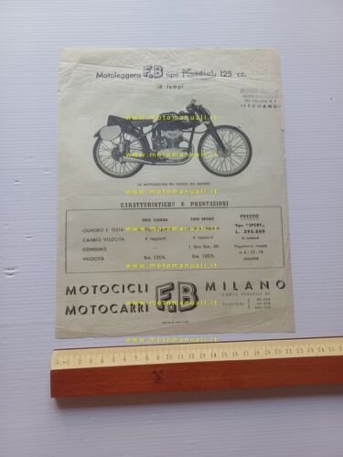 Mondial 125 DOHC Corsa - Sport 1949 depliant italiano originale