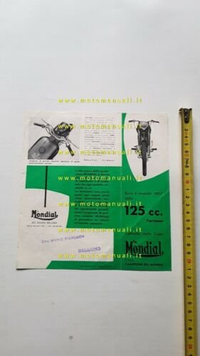 Mondial 125 Turismo 1957 depliant moto italiano originale brochure