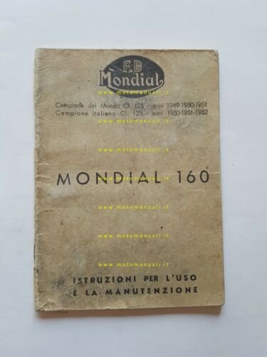 Mondial 160 1952 manuale uso manutenzione moto originale owner's manual