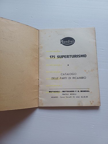 Mondial 175 Superturismo 1958 catalogo ricambi originale