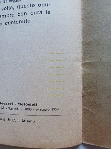 Mondial 175 Superturismo 1958 manuale uso manutenzione libretto originale