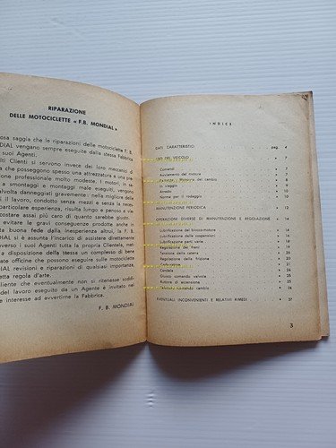 Mondial 175 Superturismo 1958 manuale uso manutenzione libretto originale