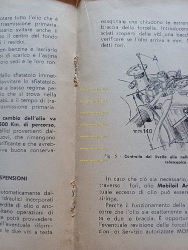 Mondial 175 Superturismo 1958 manuale uso manutenzione libretto originale