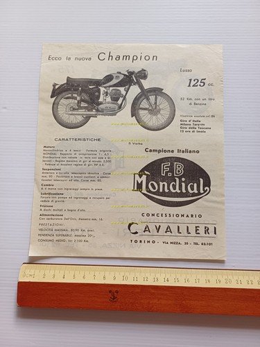 Mondial 175 TV Turismo Veloce - 125 Champion depliant italiano …