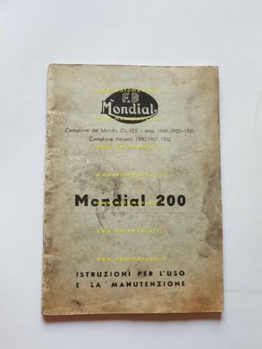 Mondial 200 1953 manuale uso 2a Ediz. ORIGINALE libretto moto …