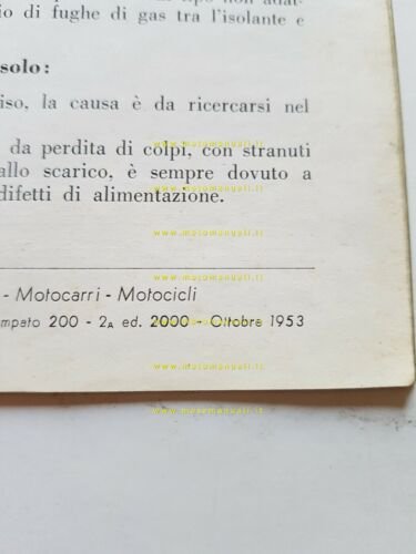 Mondial 200 1953 manuale uso 2a Ediz. ORIGINALE libretto moto …