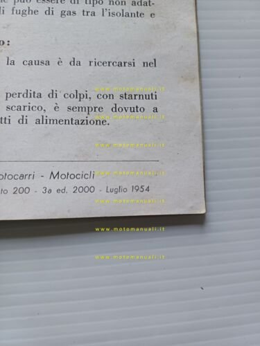 Mondial 200 1954 3a ediz. manuale uso manutenzione libretto istruzioni …