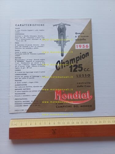Mondial Champion 125 1956 depliant italiano originale