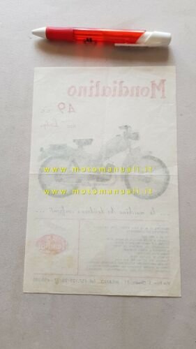 Mondial Mondialino 49 tipo Lady ciclomotore anni 50 depliant ITALIANO …