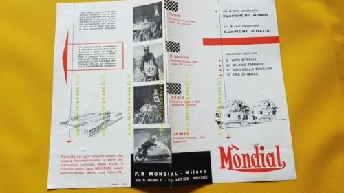 Mondial produzione modelli 1956 depliant MOTO brochure originale italiano