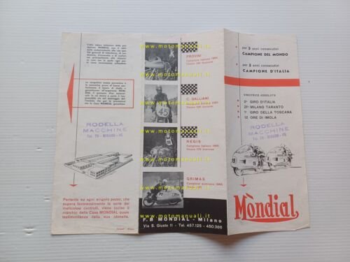 Mondial produzione modelli moto 1955-56 depliant italiano originale