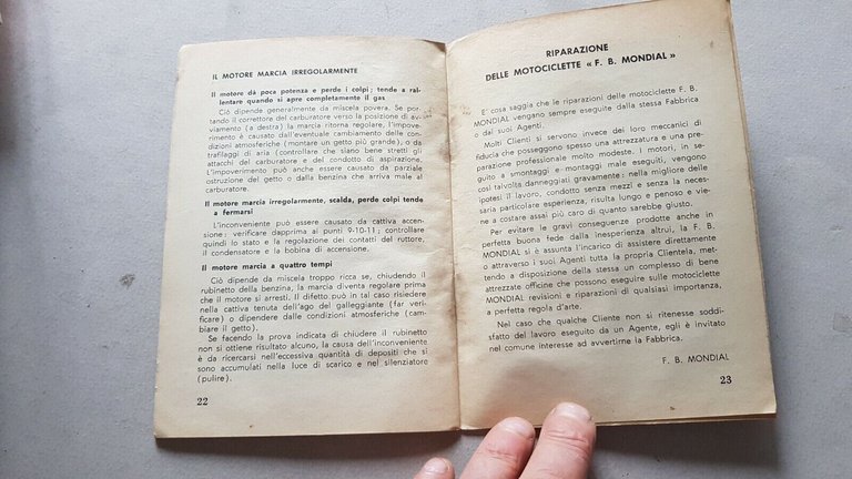 Mondialino 49 1955 manuale uso manutenzione libretto originale moto owner …